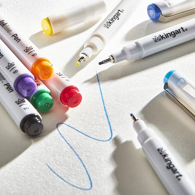 KINGART 433-8 PRO Inkline Color Micro Line & Precision Graphic Pens, 8 COLORS Size 08 (0.60mm) Nibs, Archival Waterproof Japanese Ink for Art, Illustration, Lettering, Anime, Technical Drawing, Manga