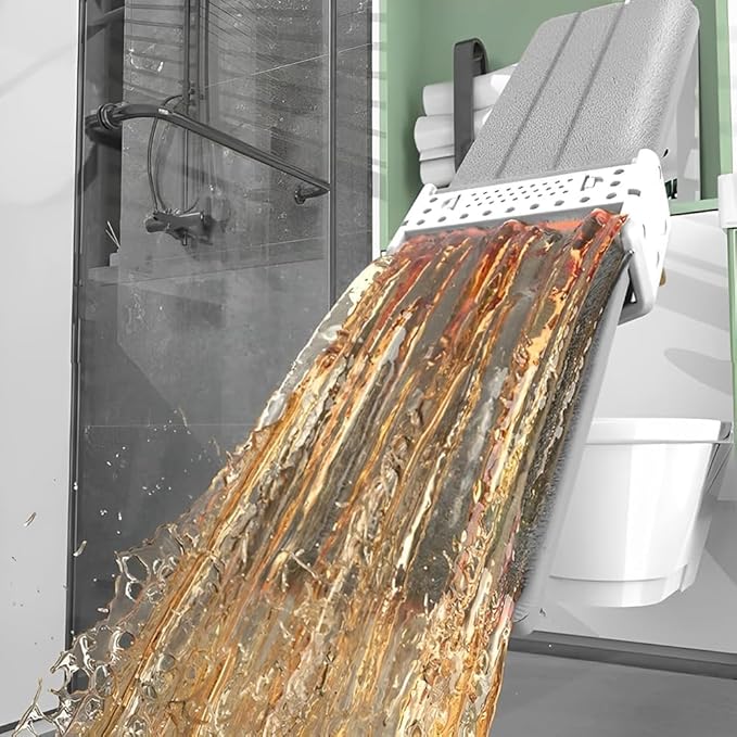 Large Flat Mop, Saker Plus Self Wringing Mop 360° Rotating Flat Mops with Washable Microfiber Pads, Independent Drainage Scraper Floor Cleaning System (White, 2 Microfiber Pads)