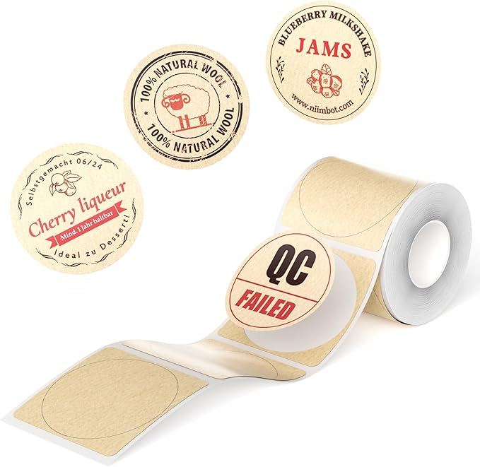 NIIMBOT B21 Pro Label Maker Refill - 300DPI Red & Black Dual Color Sticker Paper Round (1.34"x1.34"/34x34mm) for School, Office, Retail, Baking & Safety Labels - Compatible with B21 Pro Only