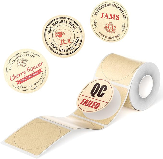 NIIMBOT B21 Pro Label Maker Refill - 300DPI Red & Black Dual Color Sticker Paper Round (1.34"x1.34"/34x34mm) for School, Office, Retail, Baking & Safety Labels - Compatible with B21 Pro Only