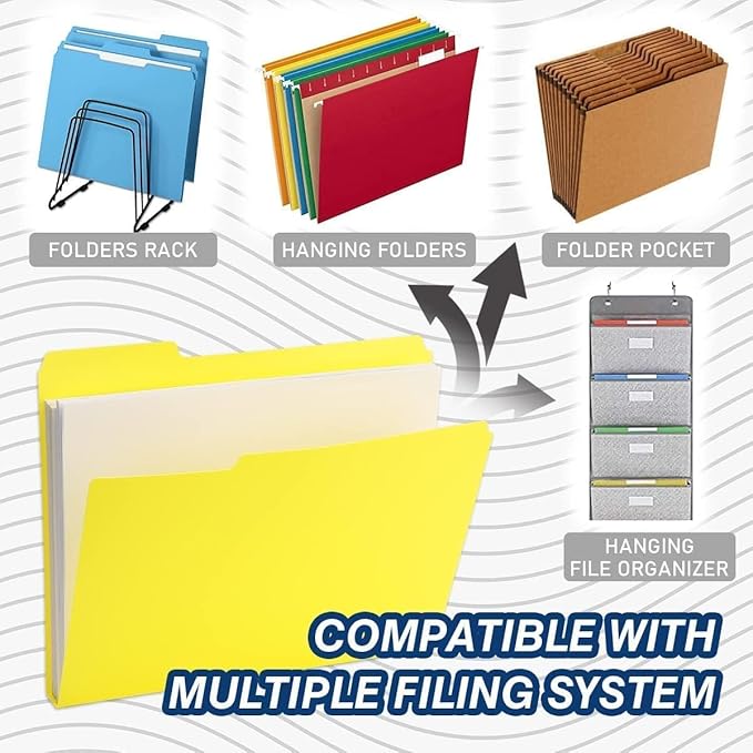 H4D 30 Pack Colored File Folders, Plastic Manila Folders with 1/3-Cut Tabs, Letter Size Home School Office Supplies for Document Filing, 6 Colors