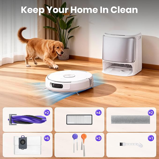 Bluevisk 21 Pack Replacement Accessories Parts for Narwal Flow Replacement Parts Compatible with Narwal Flow Robotic Vacuum Parts with 2 Roller Brush,2 Mops,4 HEAP,6 Dust Bags,6 Side Brushes,1 Brush