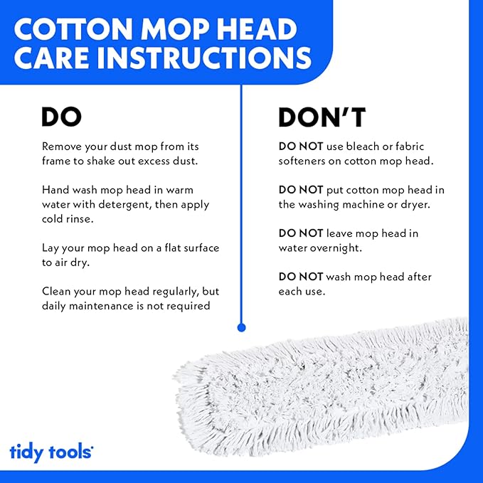 Commercial Dust Mop – 36 Inch Floor Sweeper for Hardwood, Reusable Cotton Mop Head, Extendable Handle, Dry Mop for Floor Cleaning & Janitorial Supplies