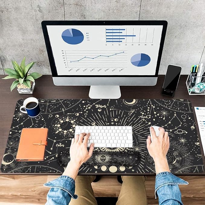 LATEEFAH Desk Mat, Mouse Pad with Wrist Rest, 4-in-1 Large Mouse Pads for Desk, Ergonomic Mouse Pad and Keyboard Wrist Rest Gaming Keyboard Mat for Office, Home