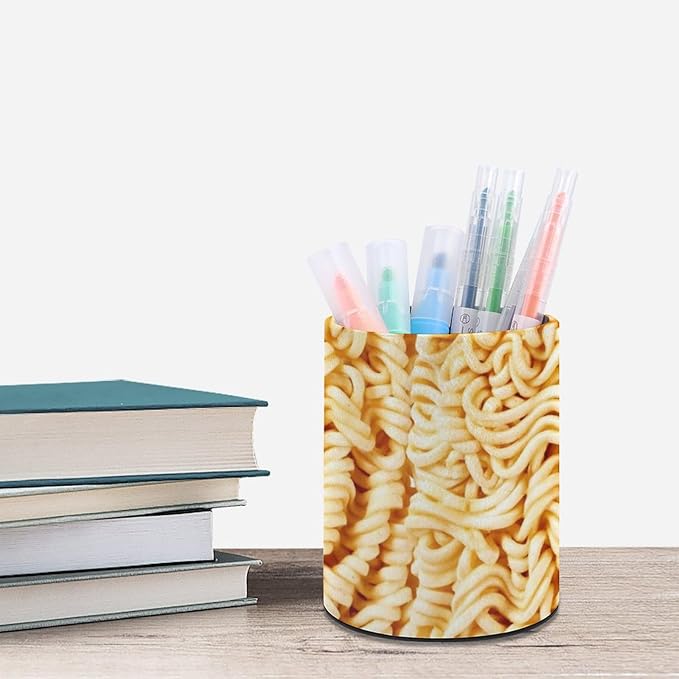 Ramen Noodles Pen Holder Pencil Organizer Cute Pencil Cup Desk Decor Makeup Brush Holder PU Multifunctional Office Suppliesfor Home Classroom School