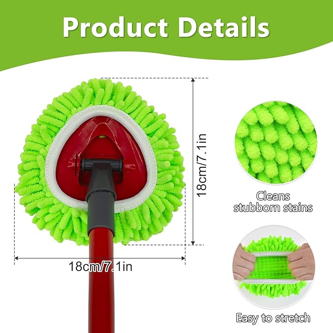 Mop Heads Replacements,Mop Replace Heads Compatible with Ocedar RinseClean 2-Tank Spin Mop,Reusable Mop Head for Wet/Dry,3 Pack Chenille&Microfiber Dust Mop Refills for Multi-Surface Floor Cleaning