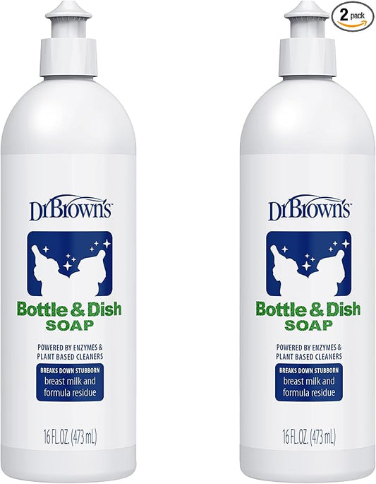 Dr. Brown's Bottle & Dish Soap for Baby Bottles and Baby Accessories, Plant-Derived, Fragrance-Free, 16 fl oz, 2 Pack