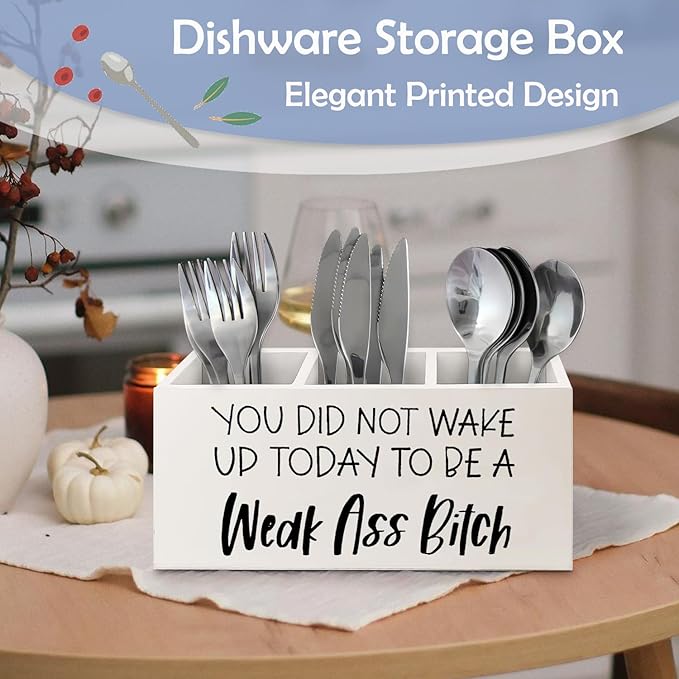 SNNDER Motivational Office Pen Holder for Desk, Inspirational Gifts for Women Men, You Did not Wake Up Today to Be a Weakass Funny Wooden Pen Pencil Holder Organizer for Home Office Desk Accessories