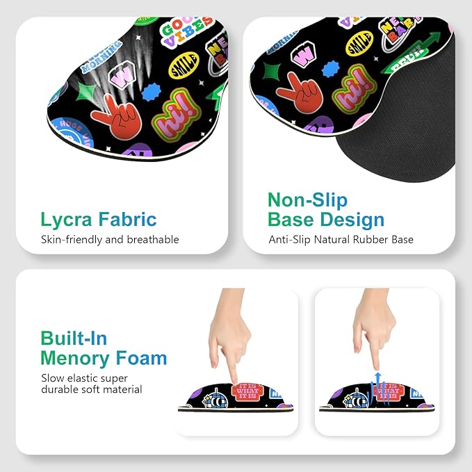 Gaming Mouse Pad Keyboard Wrist Support, 4 in1 Mousepad with Wrist Keyboard Rest, Computer Desk Mat, Non-Slip Desk Pad Protector with Memory Foam Easy Typing Pain Relief I Cute Funny Style