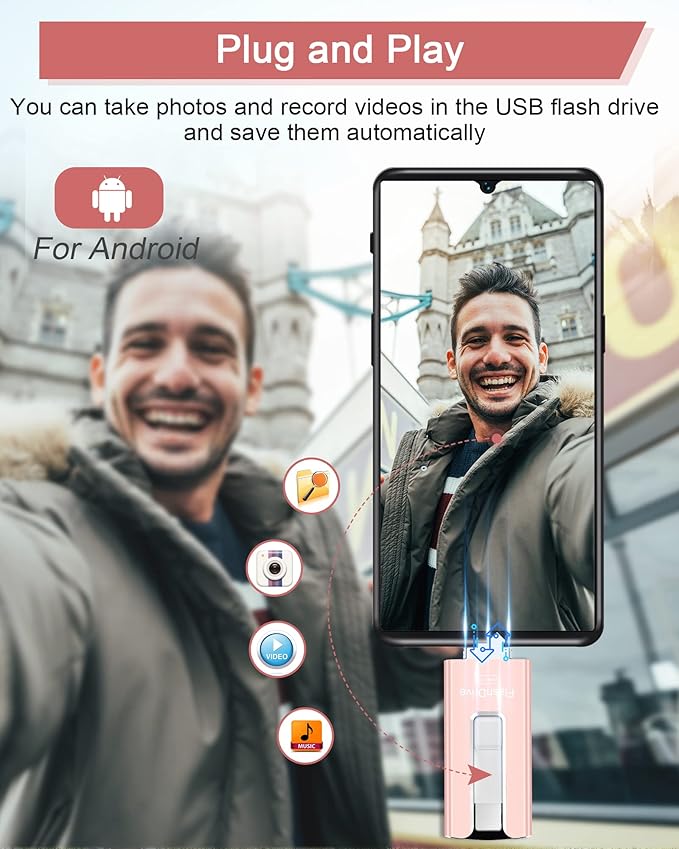 Sunany Flash Drive 512GB Thumb Drive USB Memory Stick High Speed External Storage USB Stick Photo Stick for Phone, Pad, Android, PC and More Devices (Pink)