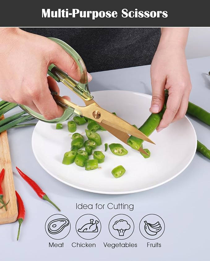 Kitchen Shears Scissors&Sharp Scissors, ARCHIKING 8.0inch Cooking Scissor-Meat and Poultry Shears, Dishwasher Safe, Acrylic Handel Scissors All Purpose Stainless Steel Utility Scissor