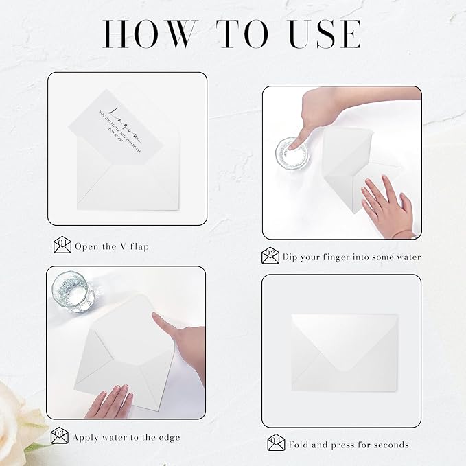 Shimmer Shiny White Envelopes 5.25 x 7.25 inches 100 PCS, Goefun A7 Euro V Flap Envelopes with Gummed Seal for 5 x 7 Cards, Wedding, Baby Showers, Birthday, Graduation