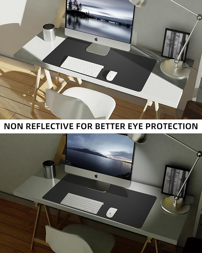 Non-Slip Desk Pad,Mouse Pad,Waterproof PU Leather Desk Protector,Ultra Thin Large Desk Blotter,Waterproof Keyboard mat for Office/Home/Decor(Black 23.6" x 13")