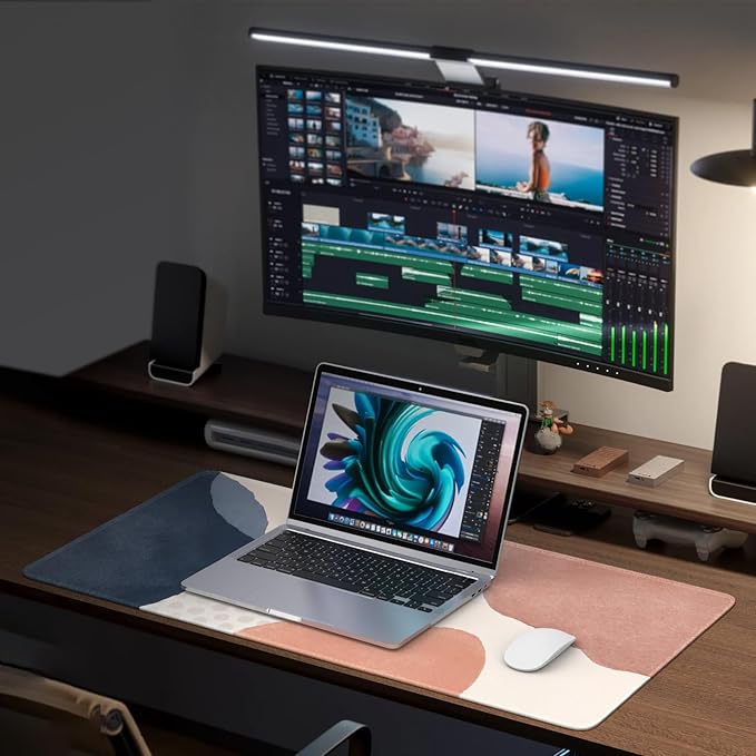 HAOCOO Mouse Pad, Computer Desk Mat, Large Mouse Pad for Desk, XXL Boho Mousepad Cute for Desktop with Non-Slip Base, Waterproof Laptop Keyboard Mat for Office Home,Boho Pink Navy