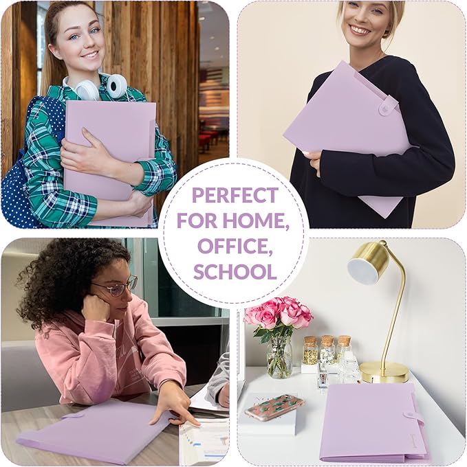 SKYDUE Expanding File Folder, Accordion File Organizer with 8 Pocket & Inner Card Pocket, Expandable Document Paper Receipt Holder for School Office Hospital, Letter/A4 Size Purple