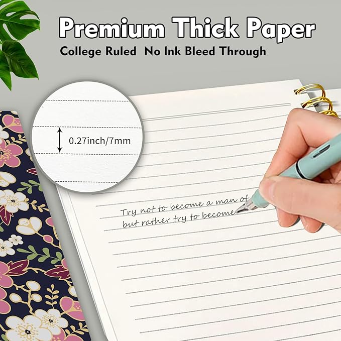 Spiral Journal Notebook,Strong TwinWire Binding with Premium Paper for Girl Women,Cool Funny 120 Pages,100gsm A5 College Ruled NotebookJournal,Perfect for Gifts Nurse Teacher Women(Cute Flower Sakura)