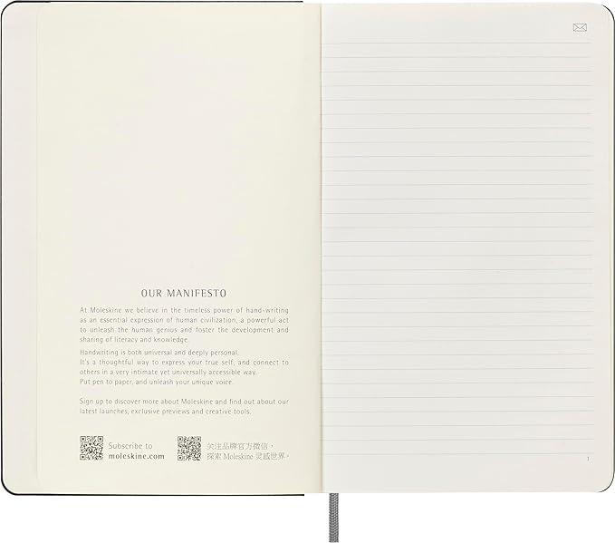 Moleskine Hard Cover Smart Notebook, Ruled/Lined, Large (5 x 8.25) Black