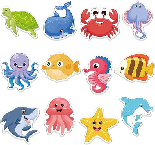 600Pcs Ocean Animal Sticky Notes, Cute Turtles Crabs Jellyfish Fish Sticky Notes Sea Animal Sticky Notepad Under The Sea Self Sticky Memo Pads for Ocean Party Favors Home Office School Supplies
