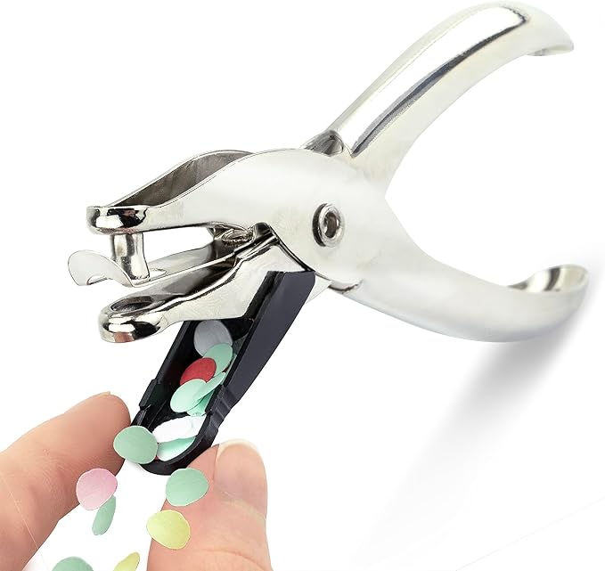 Rapesco 1739 Pack of 3 Single Hole Punch Pliers, 10 Sheet Capacity, Silver 1 Hole Puncher for ID Cards, Paper,Crafts, Art Projects, Easy Punching Card Stock and Chipboard