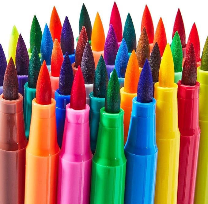 KINGART 36 Watercolor Brush Markers Set: Flexible Tip Pens for Coloring Books, Calligraphy, Doodling, Manga & Painting