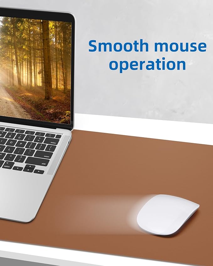 Leather Desk Pad Blotter,Mouse Pad,Office Desk Mat, Non-Slip PU Leather Desk mat,Large Desk mat,Waterproof Keyboard mat for Office/Home/Decor (Brown,31.5" x 15.7")