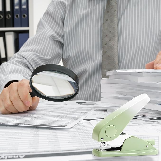 Effort-Saving Lever Teacher Stapler with 1000 Staples, 24/6 and 26/6 Stapler for desks, Offices, and classrooms (Green)