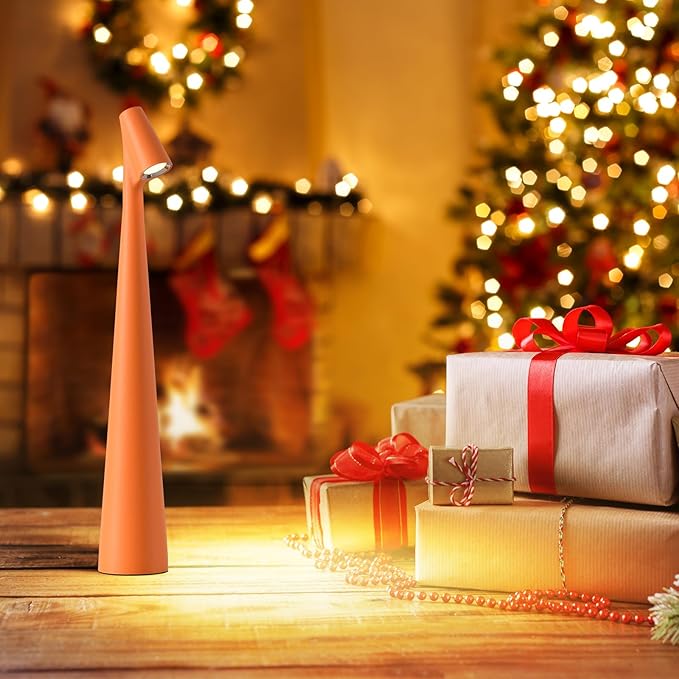 Cordless Small Table Lamps Set of 2,3 Levels Brightness Portable Desk Lamp,Rechargeable Battery Lights for Outdoor, Restaurant, Bedside, Baby Night Light(Orange)