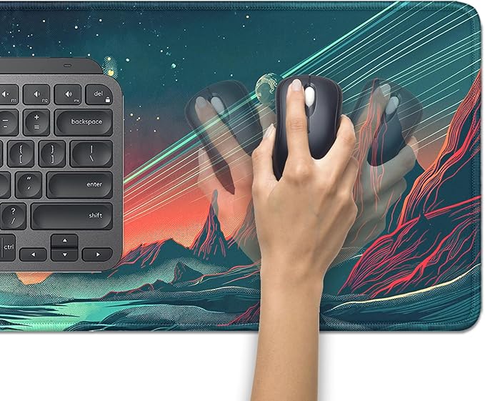 Sci Fi Space Planet Mouse Pad,Extended Mousepad Desk Pad with Stitched Edges,Non-Slip Waterproof Rubber Base Mouse Mat for Office Computer Keyboard Laptop Home(27.5x11.8 in)