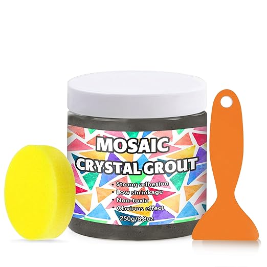 OOTDART Mosaic Crystal Grout, Mosaics Tile Tools, Mosaic Tile Accessories – Essential for Handmade Grouting and Perfect for DIY Craft Projects (Gray, 8.8oz)