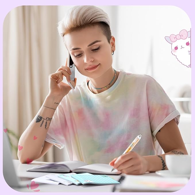 24 Pcs Llama Sticky Notes with Pens Alpaca Themed Gifts Party Favors Cute Notepad Memo Notes Pads Black Ink Ballpoint Pen for Llama Lover Women Christmas Gifts Office School Students Teacher Supplies