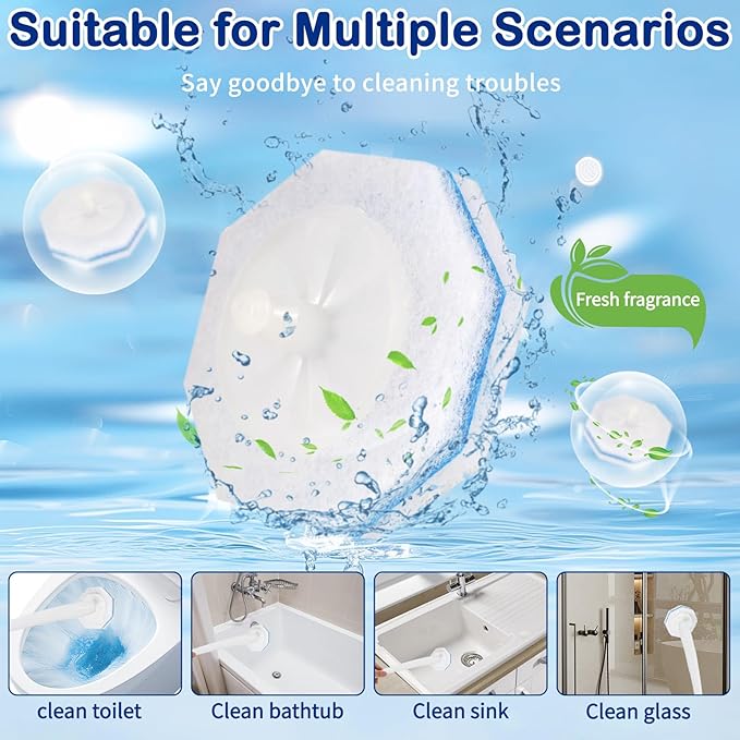 50 Count Disposable Toilet Wand Refills for Toilet Wand, 5X Cleaning Power Scrubber Refill, Bathroom Cleaning Supplies, No Falling Apart, Fresh Fragrance