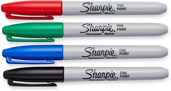 Sharpie Permanent Markers | Fine Point | Assorted Colours | 4 Count