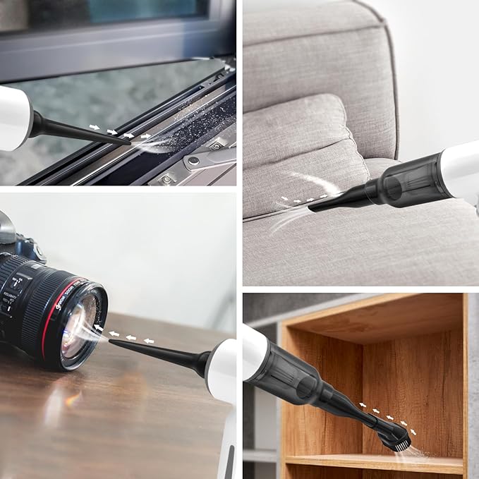 MEFELF Cordless Vacuum Cleaner-Mini Air Duster, Portable Handheld Vacuum, 3 in1Dry Use Dust Buster & Air Blower for Kitchen, 6500PA Suction,Inflate/Deflate Swim Ring (White)