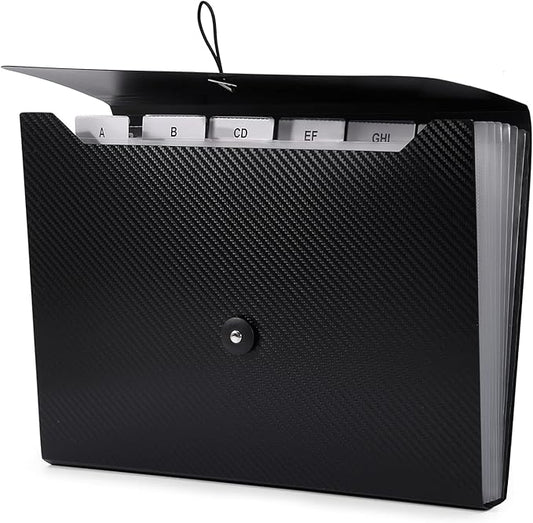 Cesil Black 7-Pocket Expanding File Folder, 33x24x3.5cm, A4, Letter, Polypropylene, Paper, 1x