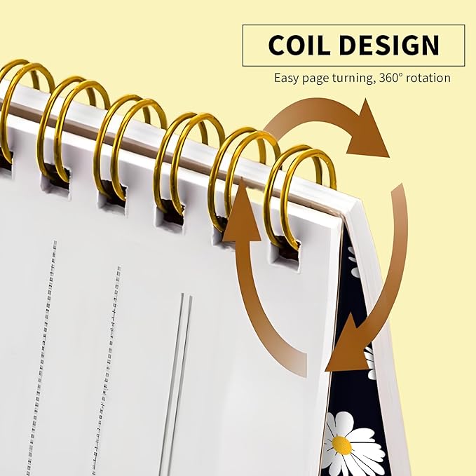 Spiral Journal Notebook, Hardcover Lined Journal for Women, Medium 6 x 8.4 in, 120 Pages Thick Paper, College Ruled Notebook for Writing, Work, Office, and School,Cute Daisy