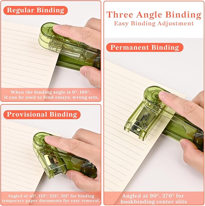 Temiary Swing-Arm Swivel Stapler with 400 Staples, 360 Degree Rotate Desktop Staplers for Booklet or Book Binding, 25 Sheet Capacity for Desk Classroom Office Supplies (Green)