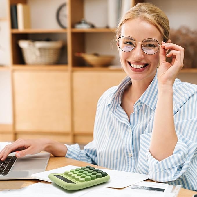 Gradient Green Calculator, UPIHO Standard Calculator with 12 Digit Display and Big Buttons,Sage Green Office Supplies and Desk Accessories for Office,School