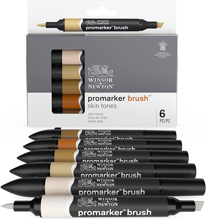 Winsor & Newton ProMarker Brush Set, 6 Count, Skin Tones