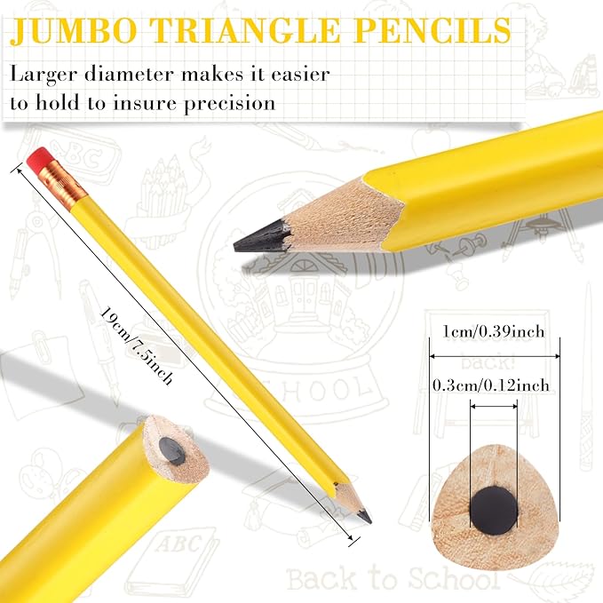 48 Pcs Jumbo Pencil, Wooden Pencil with Black Core for Carpenters Construction Workers Woodworkers Framers Beginners Students Teachers DIY Project(Yellow)