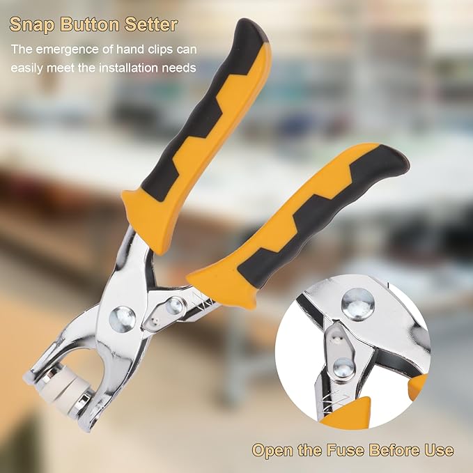 3Pcs Hole Punch Plier, Eyelet Punch Tool Set, Leather Punch Eyelet Tool for Paper, Leather, Card, Handbag and Shoes (25X Snap Button Set, 100X Eyelets)