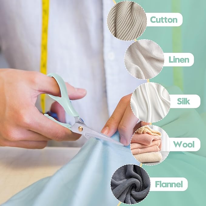 Honagu Professional Scissors - Stainless Steel Precision Blades, Non-Slip Ergonomic Handles for Crafting, Office, Fabric & DIY Projects (Green)