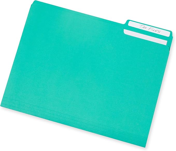 100 Blue Summit Supplies Colored File Folders Letter Size 1/3 Cut Tabs - Pastel File Folders, Colorful File Folders Multicolor, Durable 11pt Paper