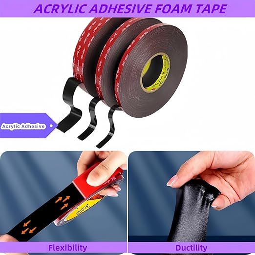 Double Sided Tape Heavy Duty, Mounting Adhesive Tape 1 in x 15.4 ft, Waterproof Adhesive Strip Tape for Indoor & Outdoor, Automotive Trim, Garage,LED Strip Lights, Home Decor