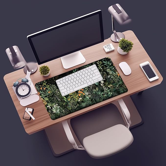 Floral Large Desk Mat 31.5 x 15.7 inch, Waterproof Extended Gaming Mousepad XXL, Aesthetic Flowers Desktop Mat, Non-Slip Keyboard and Laptop Pad, Computer Writing Mat for Home Office Accessories