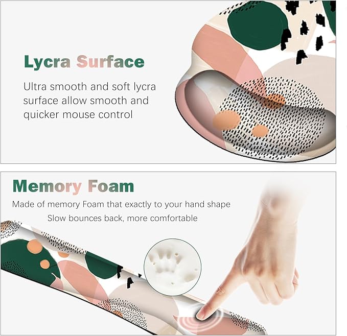 ARTSO Desk Mat, Large Gaming Mouse Pad Wrist Support Set, Ergonomic Keyboard Wrist Rest Desk Pad with Coaster Combo, Extended Mousepad with Non-Slip for Home Office, Abstract Point