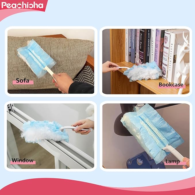 PEACHICHA Disposable Duster Refills, Heavy Duty Dusters Refills, Blue Replacement Head for Cleaning, Multi Surface Refills Unscented,Duster Refills Bulk, 20 Count