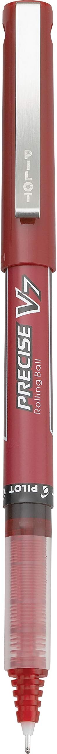 Pilot, Precise V7, Capped Liquid Ink Rollerball Pens, Fine Point 0.7 mm, Red Ink Pens, Pack of 8 - Ideal for School, Journaling & Office Writing