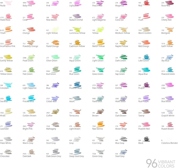 Ohuhu Alcohol Markers Brush Tip: Double Tipped Art Marker Set for Artists Adults Drawing Sketching Illustration - Brush Chisel Color Markers - Pack with 94 Vibrant Colors 2 Marker Cases 2 Blenders