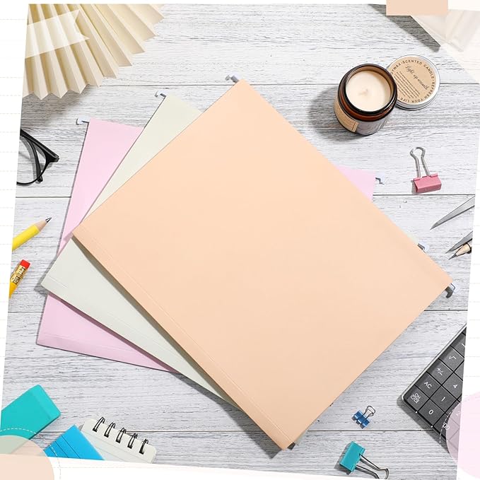 Yaomiao 24 Pack Hanging File Folders 3 Pleats Letter Size File Cabinet Folders with 1/5-Cut Adjustable Tabs Expandable Document Cabinet Colored for Home Desk Office Organization(Fresh Color)