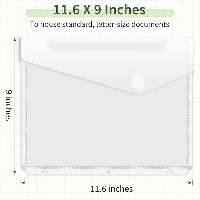 Sooez 12 Pack Space-Saving Binder Folders, Heavyweight Pockets, Clear Envelopes, Side Loading Organizer